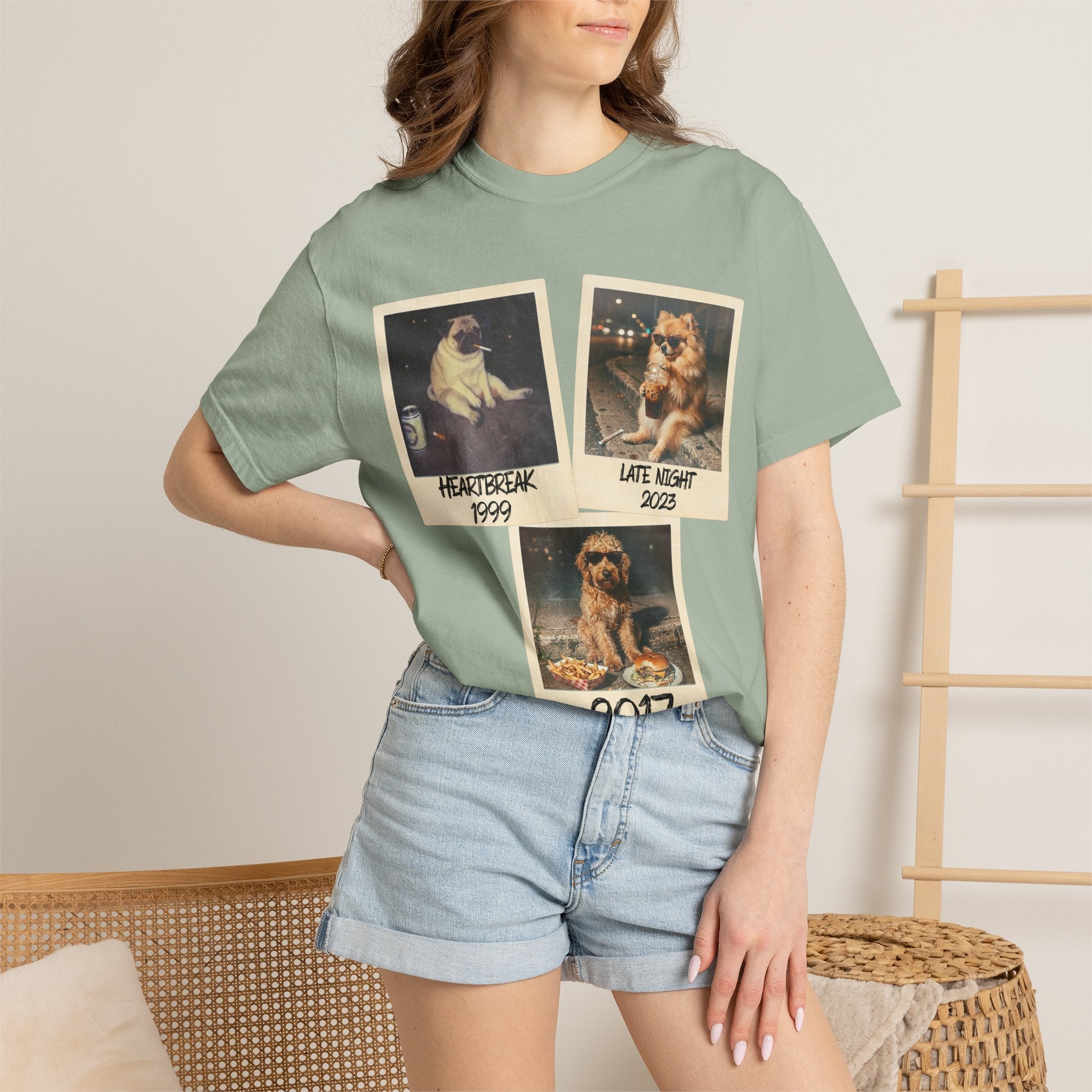Personalized Polaroid Photo Tee — Custom 3 Image & Text Options