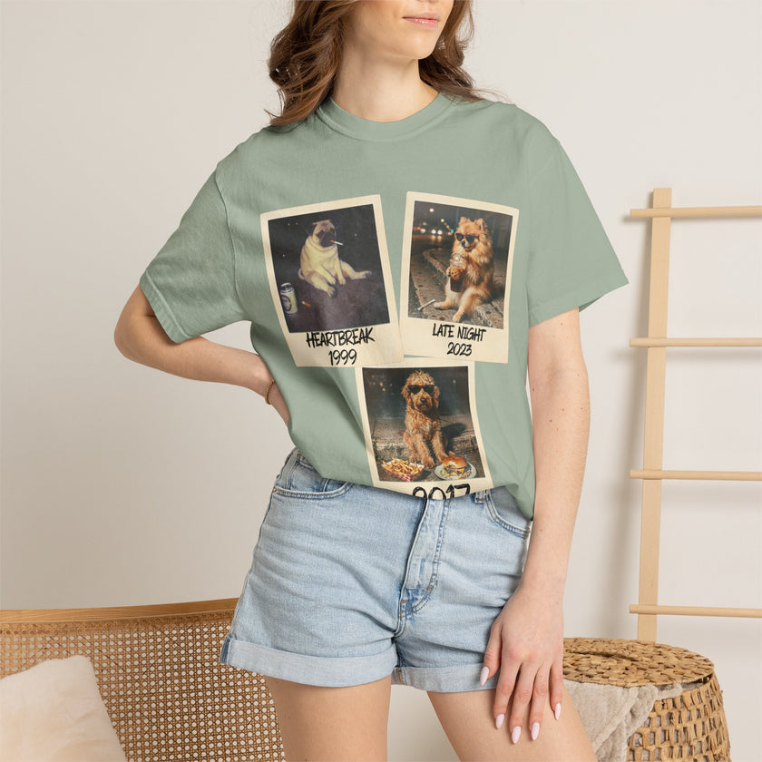 Personalized Polaroid Photo Tee — Custom 3 Image & Text Options