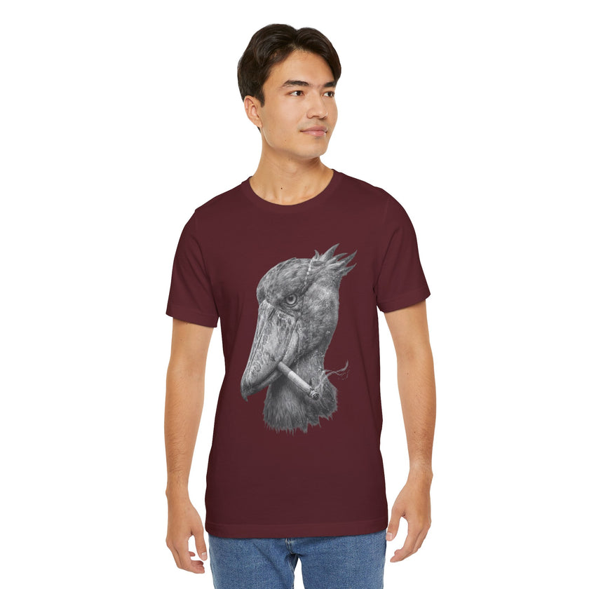 Smoking Shoebill Stork T-Shirt — Quirky Bird Graphic Tee