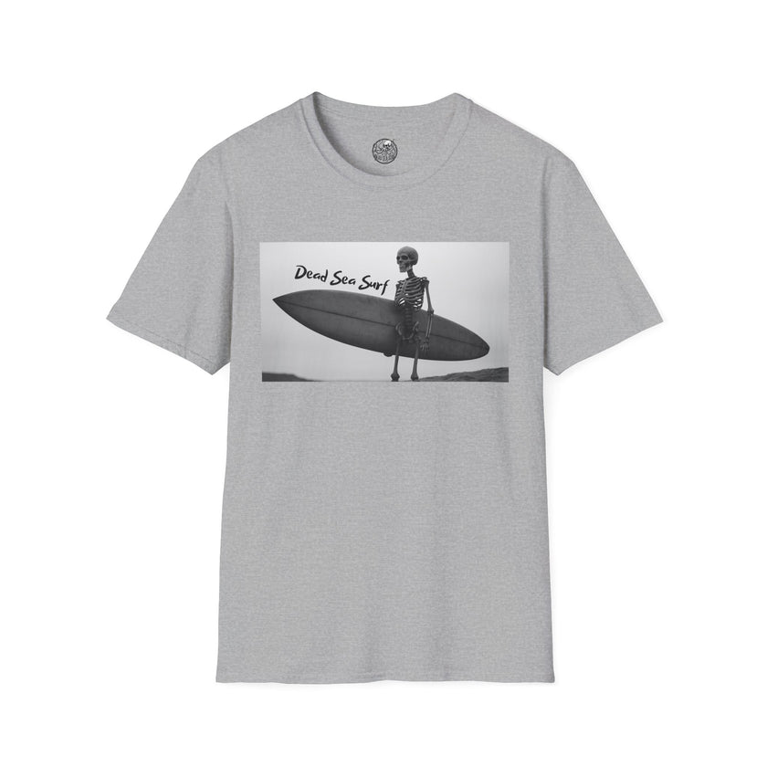 Skeleton Surfer Tee | Retro Black & White Surfing Graphic Shirt – 3D Sons Supply Co