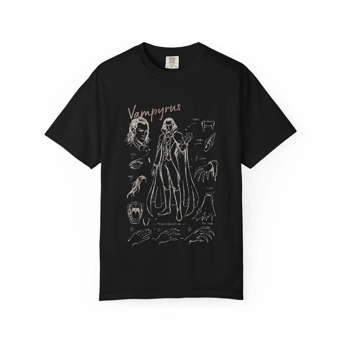 Vampire Sketch Illustration T-Shirt | Vampire character art