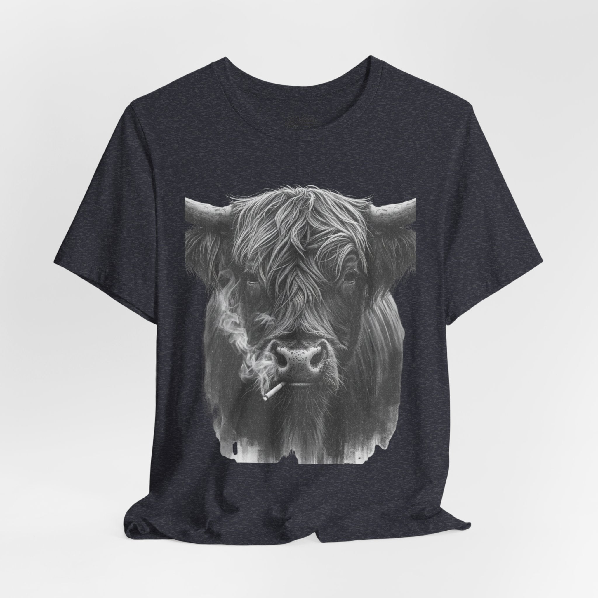 Highland Cow Smoking Tee — Vintage Highland Cattle Graphic T-Shirt