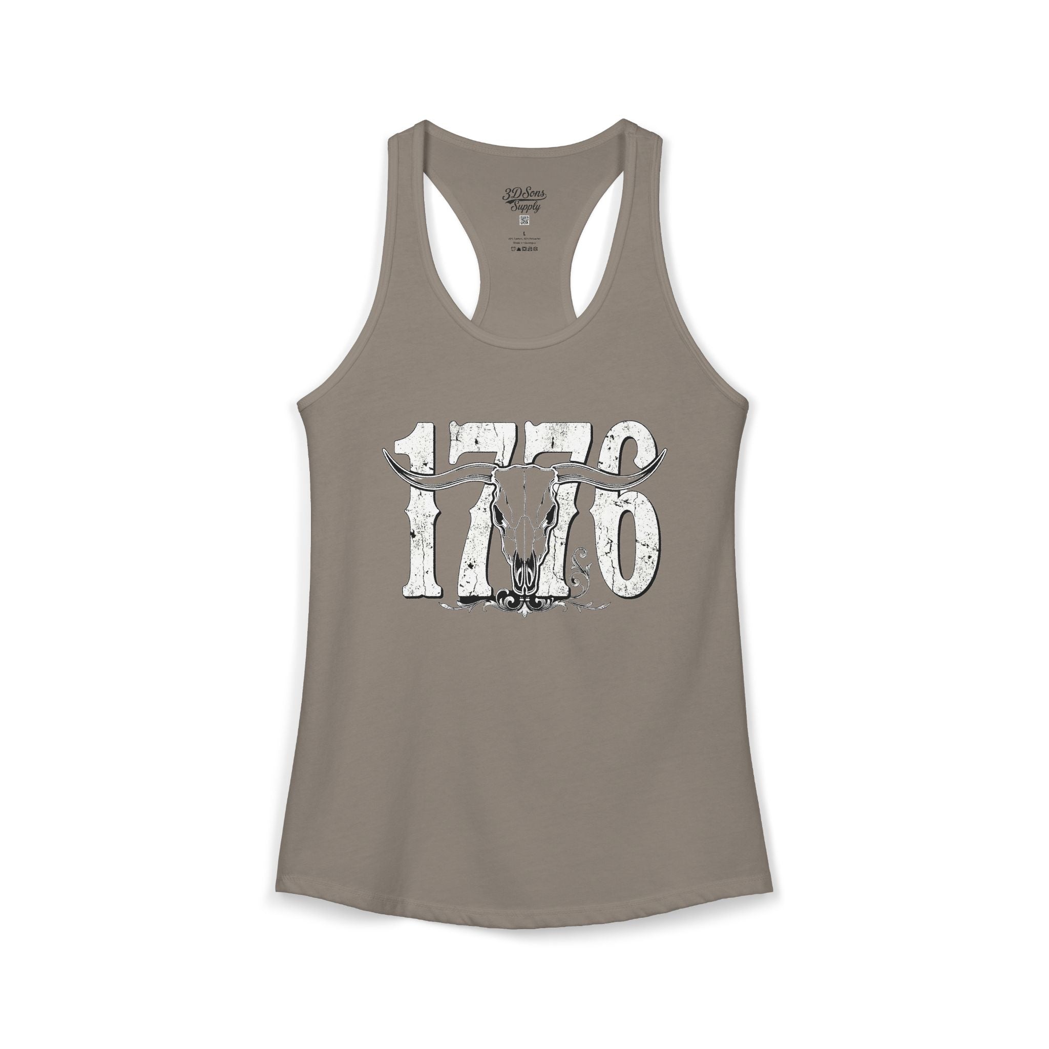 1776 Longhorn Skull Women's Racerback Tank
