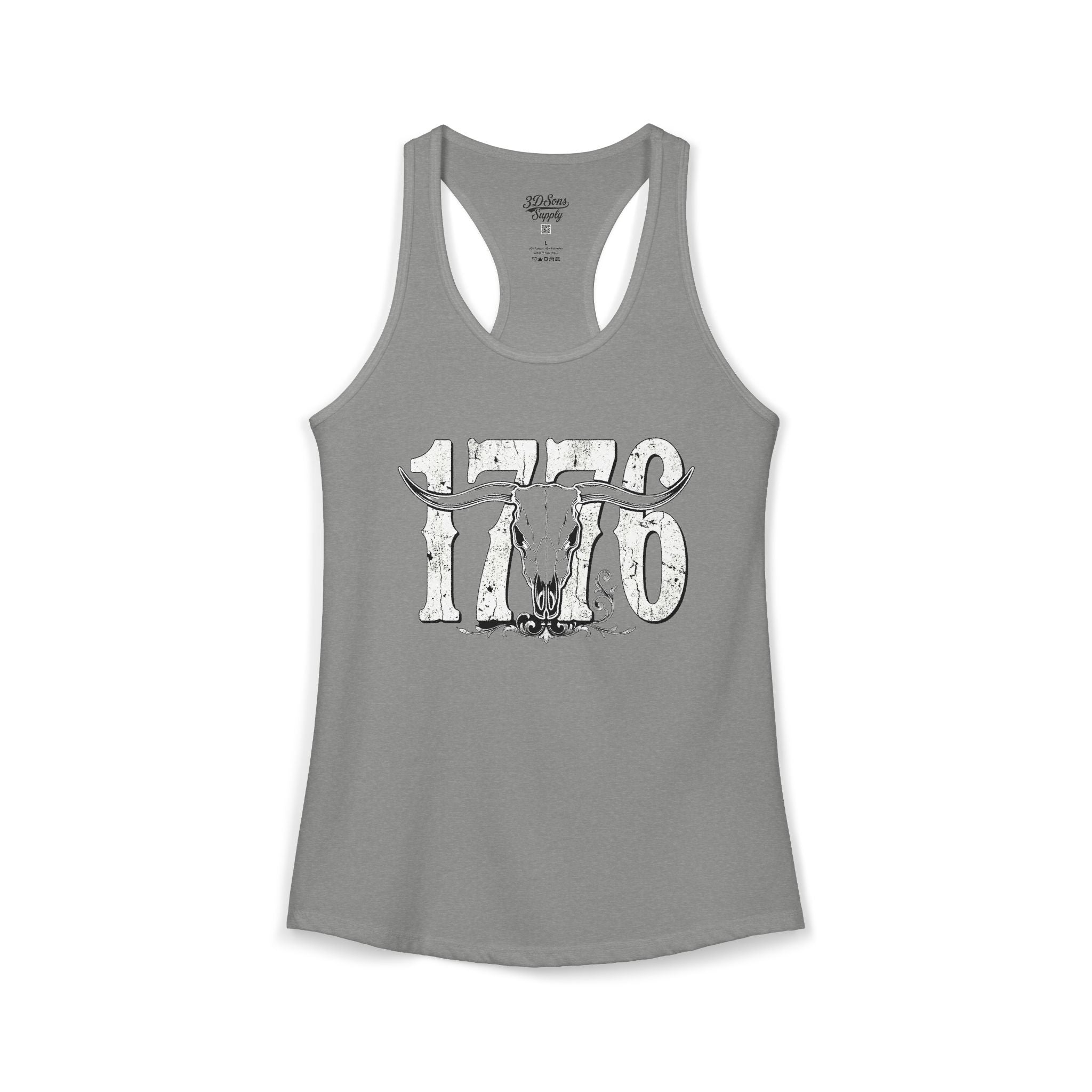 1776 Longhorn Skull Women's Racerback Tank