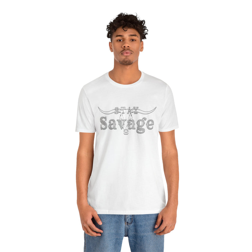Stay Savage Longhorn Tee - Vintage Texas Skull T-Shirt