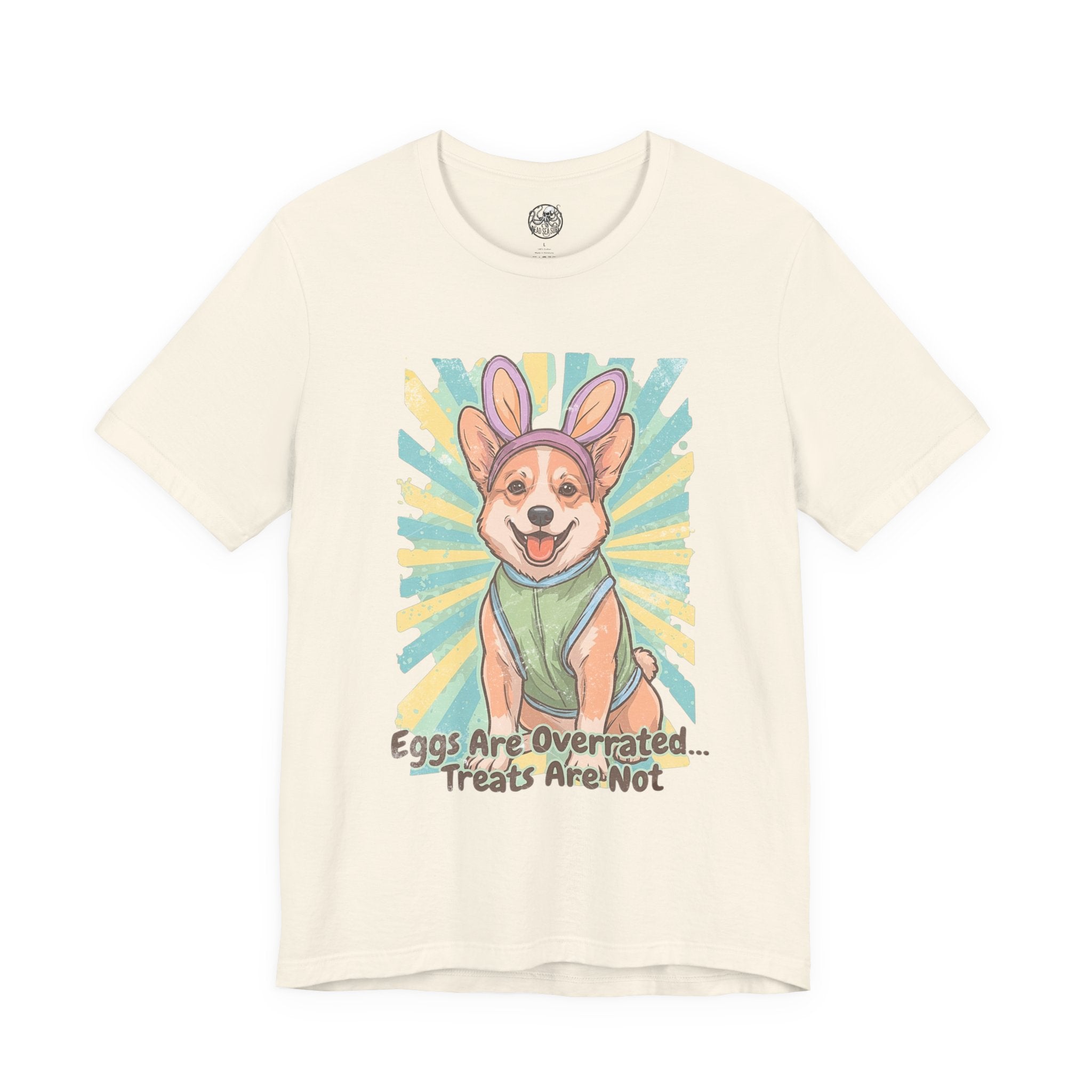 Easter Dog Tee — “Eggs Are Overrated...Treats Are Not” Corgi Retro Graphic T-Shirt