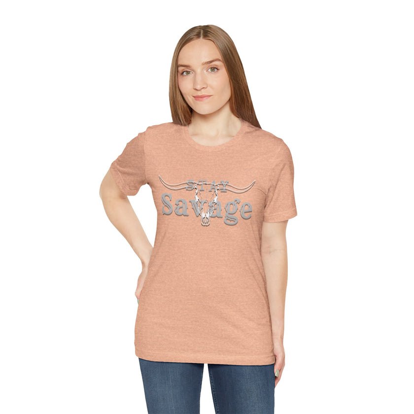 Stay Savage Longhorn Tee - Vintage Texas Skull T-Shirt