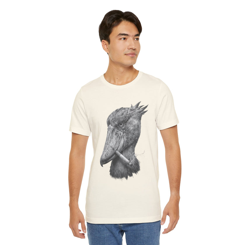 Smoking Shoebill Stork T-Shirt — Quirky Bird Graphic Tee
