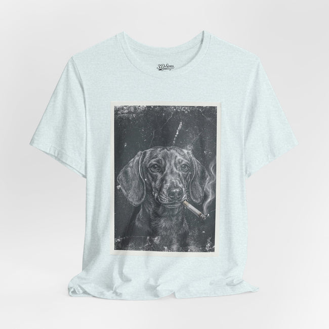 Dachshund Smoking Portrait Tee – Vintage Smokin' Dog Art T-Shirt