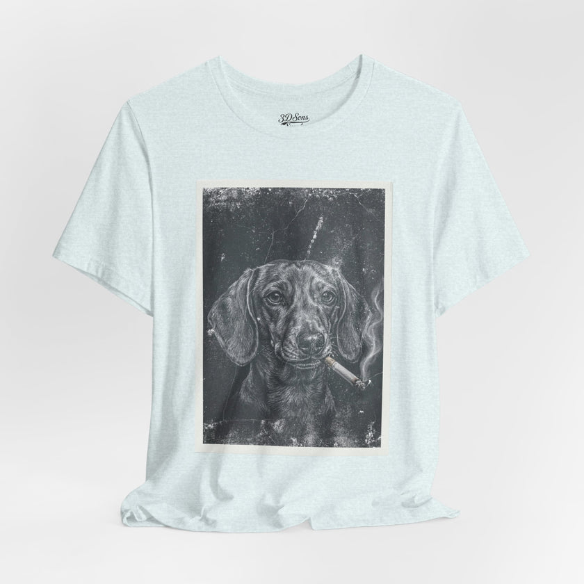 Dachshund Smoking Portrait Tee – Vintage Smokin' Dog Art T-Shirt