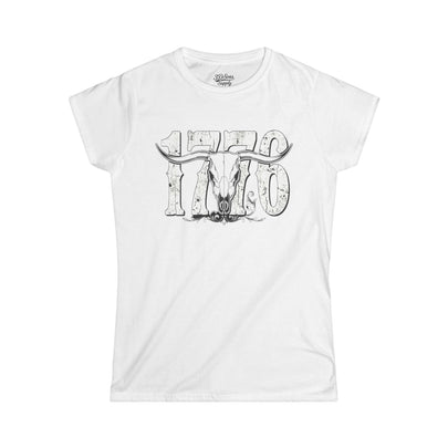1776 Longhorn Skull Women's Tee — Rugged Western Graphic Shirt