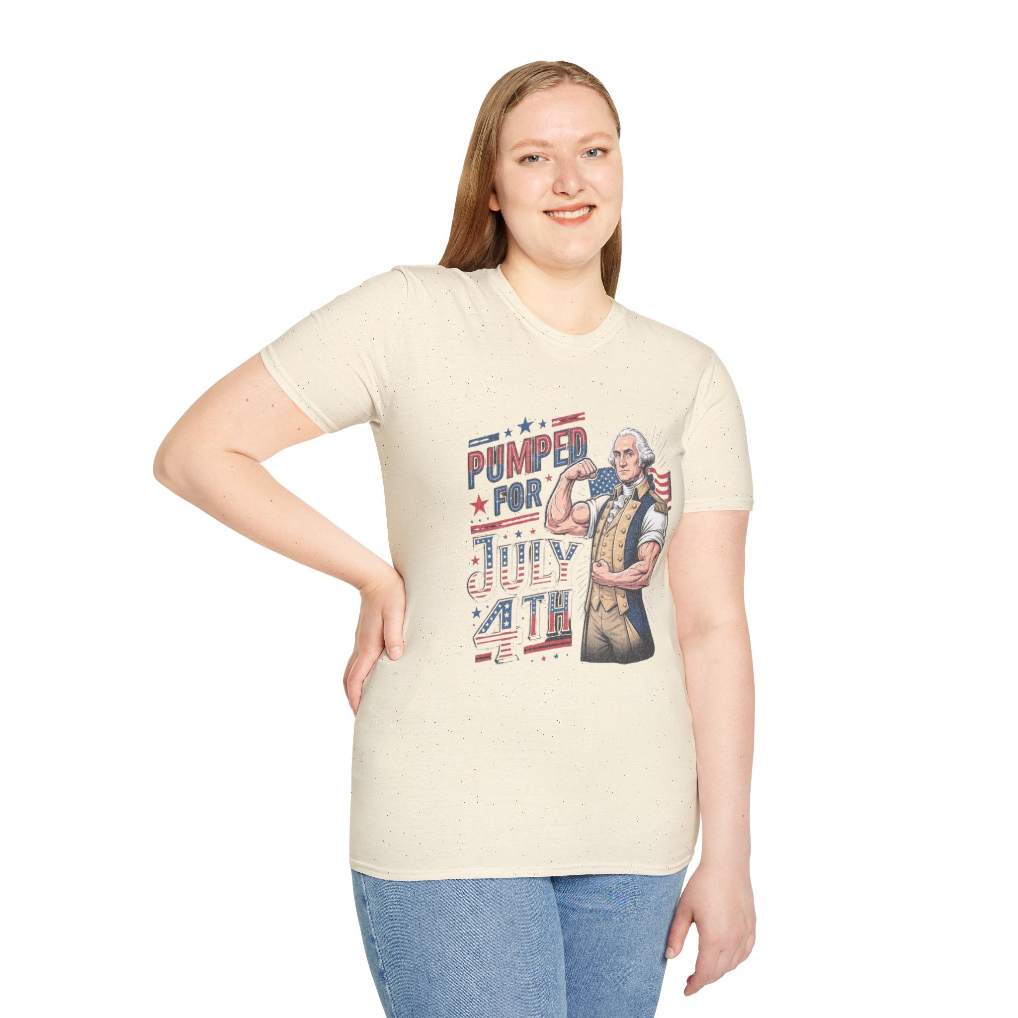 Pumped for July 4th George Washington T-Shirt | Funny Patriotic Tee