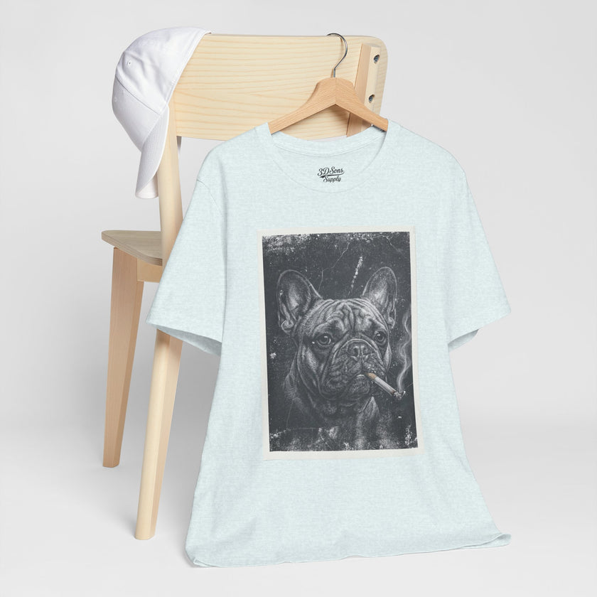 French Bulldog Smoking Graphic Tee — Retro Smoky Dog Art T-Shirt