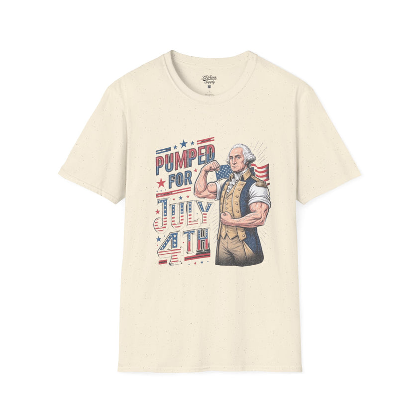 Pumped for July 4th George Washington T-Shirt | Funny Patriotic Tee