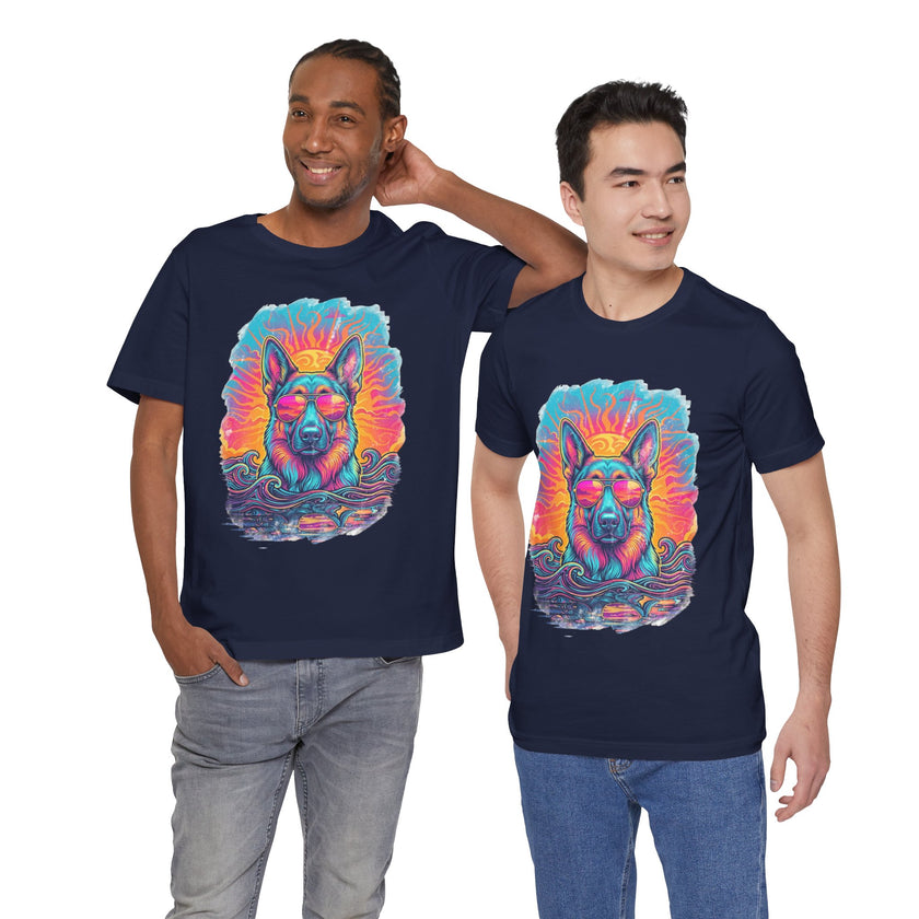 German Shepherd Retro 90s Vice City Tee