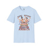 Buff Abraham Lincoln and George Washington Jumping Out of Birthday Cake T-Shirt | 4th of July Patriotic