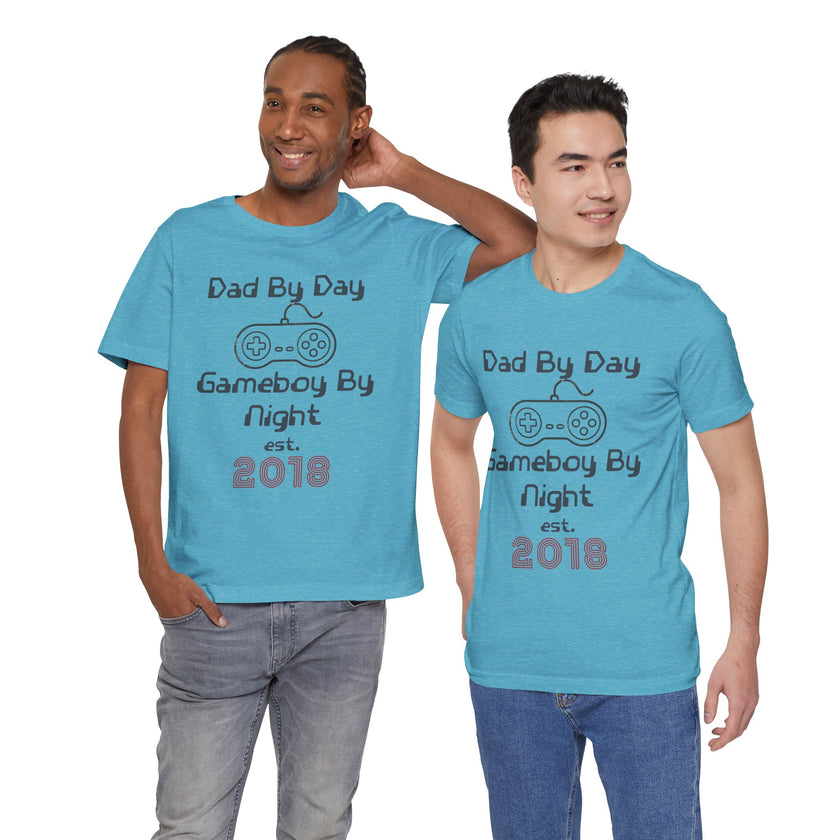 Personalized Dad By Day Gamer By Night T-Shirt,  90's Retro Controller Tee