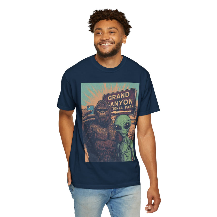 Bigfoot & Alien Grand Canyon T-Shirt — Funny National Park Tee