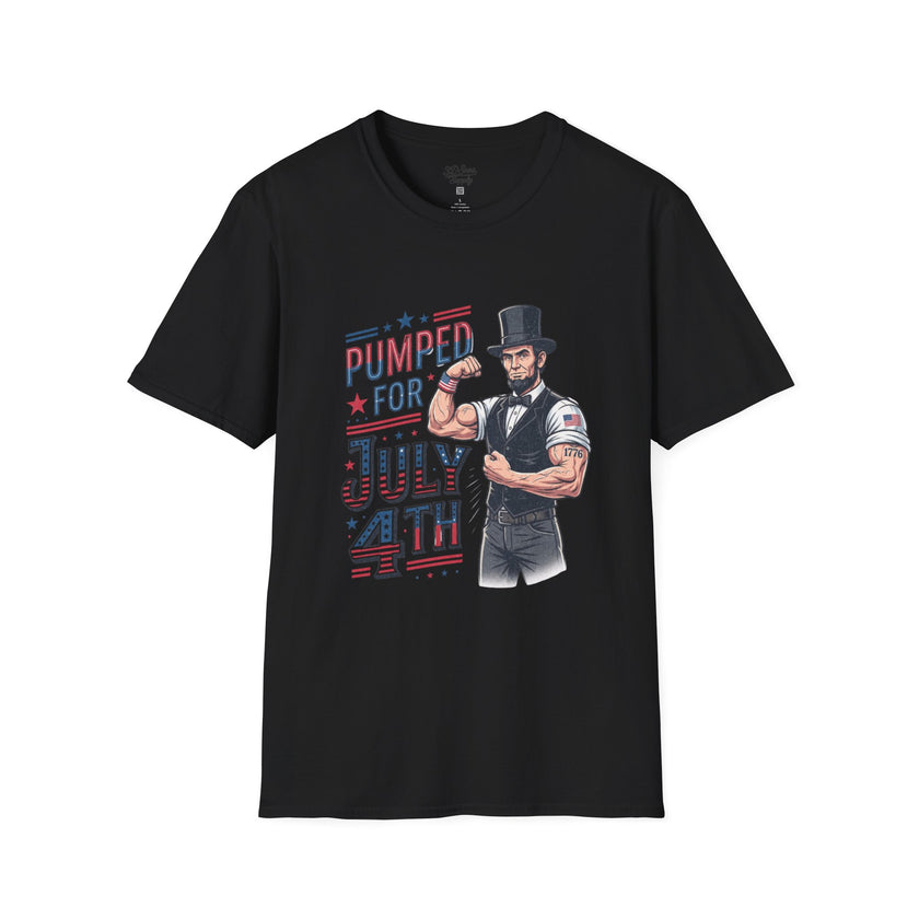 Pumped for July 4th Abraham Lincoln T-Shirt | Funny Patriotic Tee