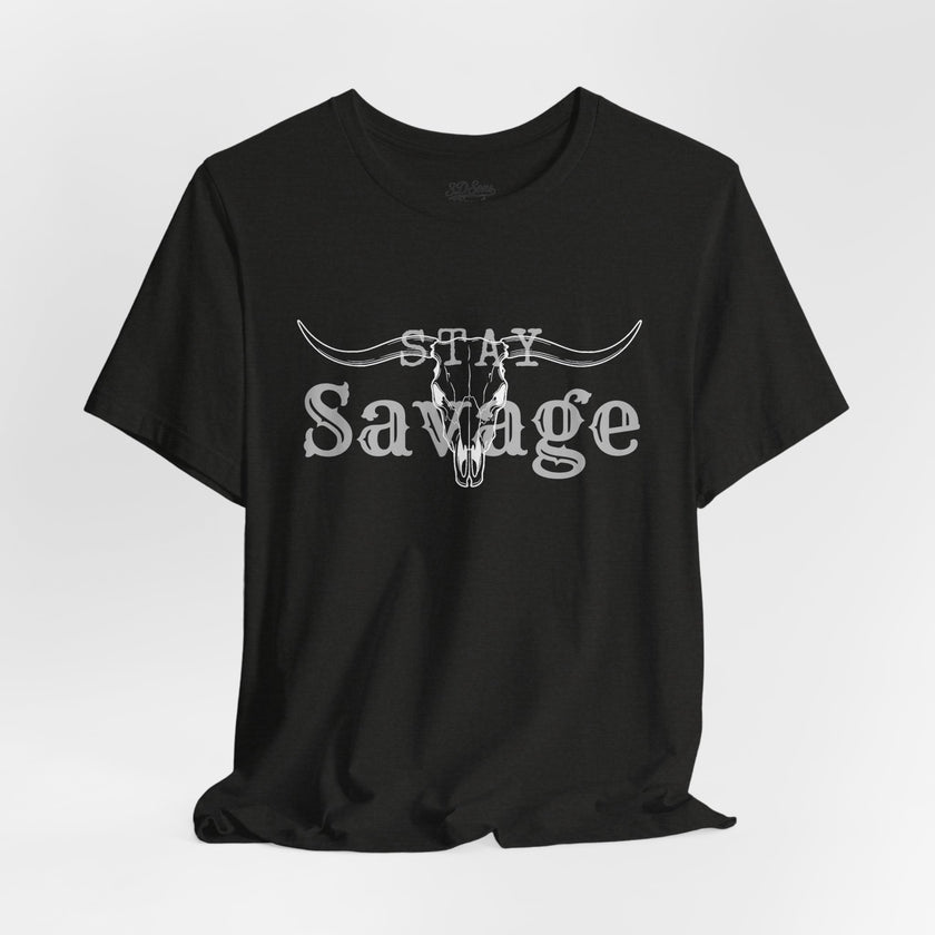Stay Savage Longhorn Tee - Vintage Texas Skull T-Shirt