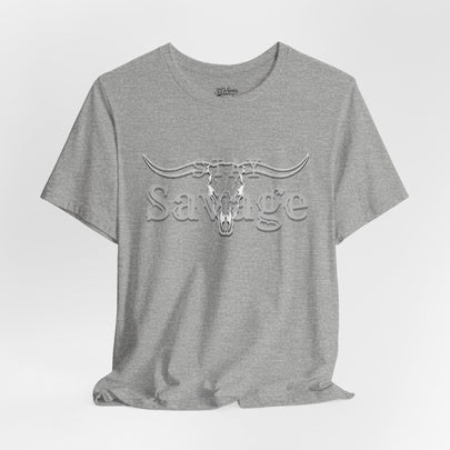 Stay Savage Longhorn Tee - Vintage Texas Skull T-Shirt