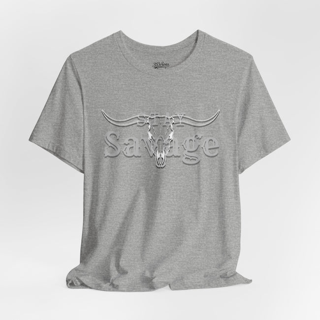Stay Savage Longhorn Tee - Vintage Texas Skull T-Shirt