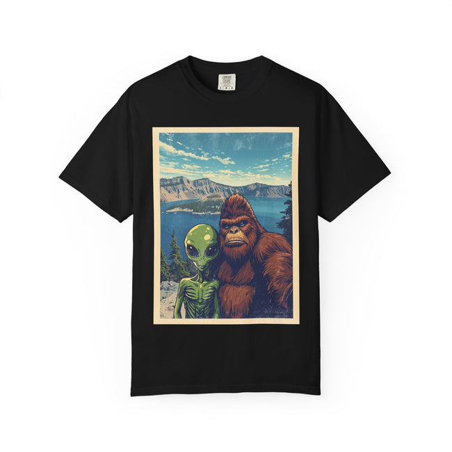 Crater Lake Alien & Bigfoot T-Shirt — National Park Adventure Tee