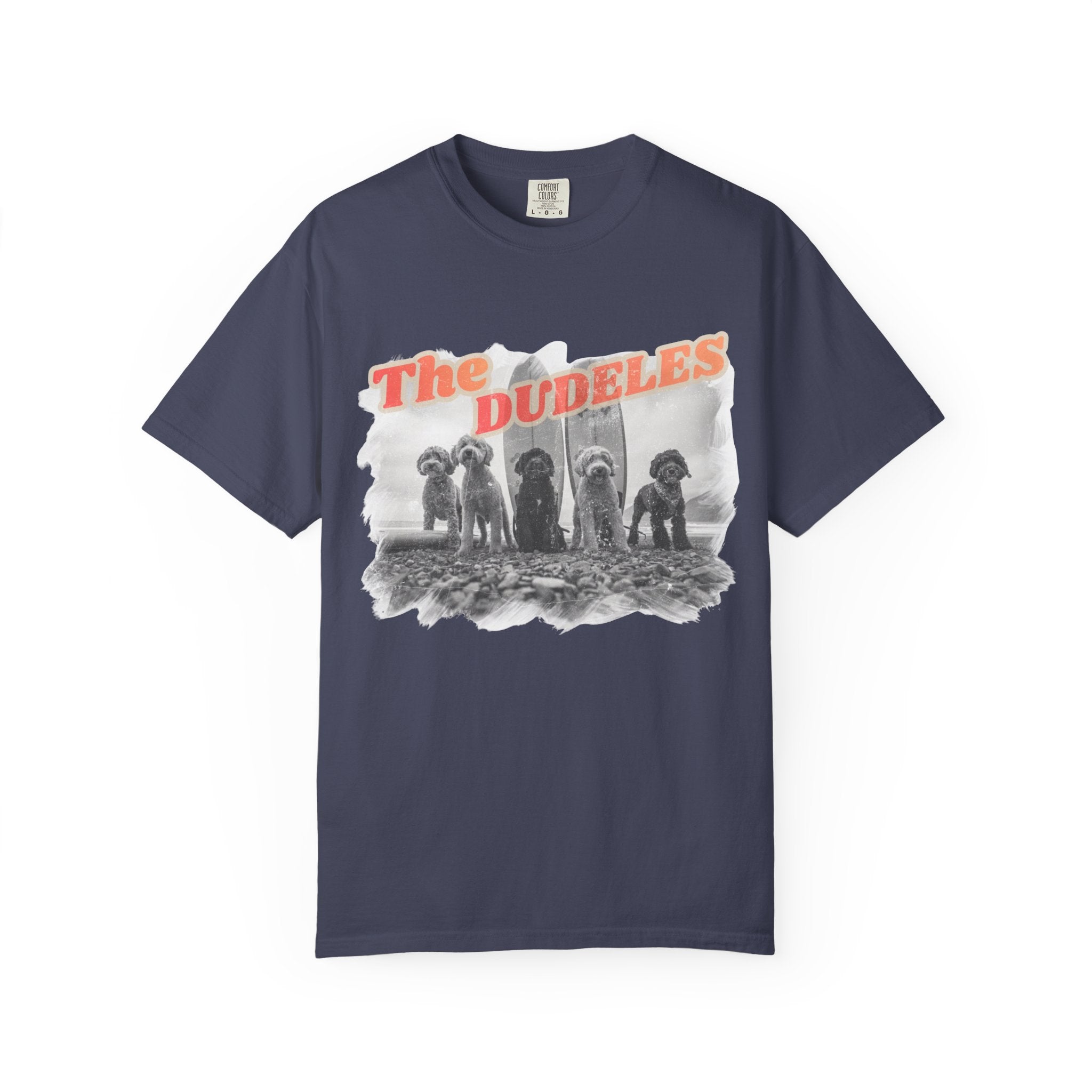 The Dudeles Dog Surfer T-Shirt | Doodle Breed Surfing Design