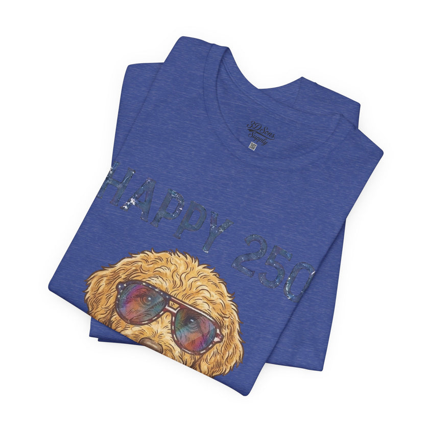 Happy 250 America! Patriotic Goldendoodle Tee