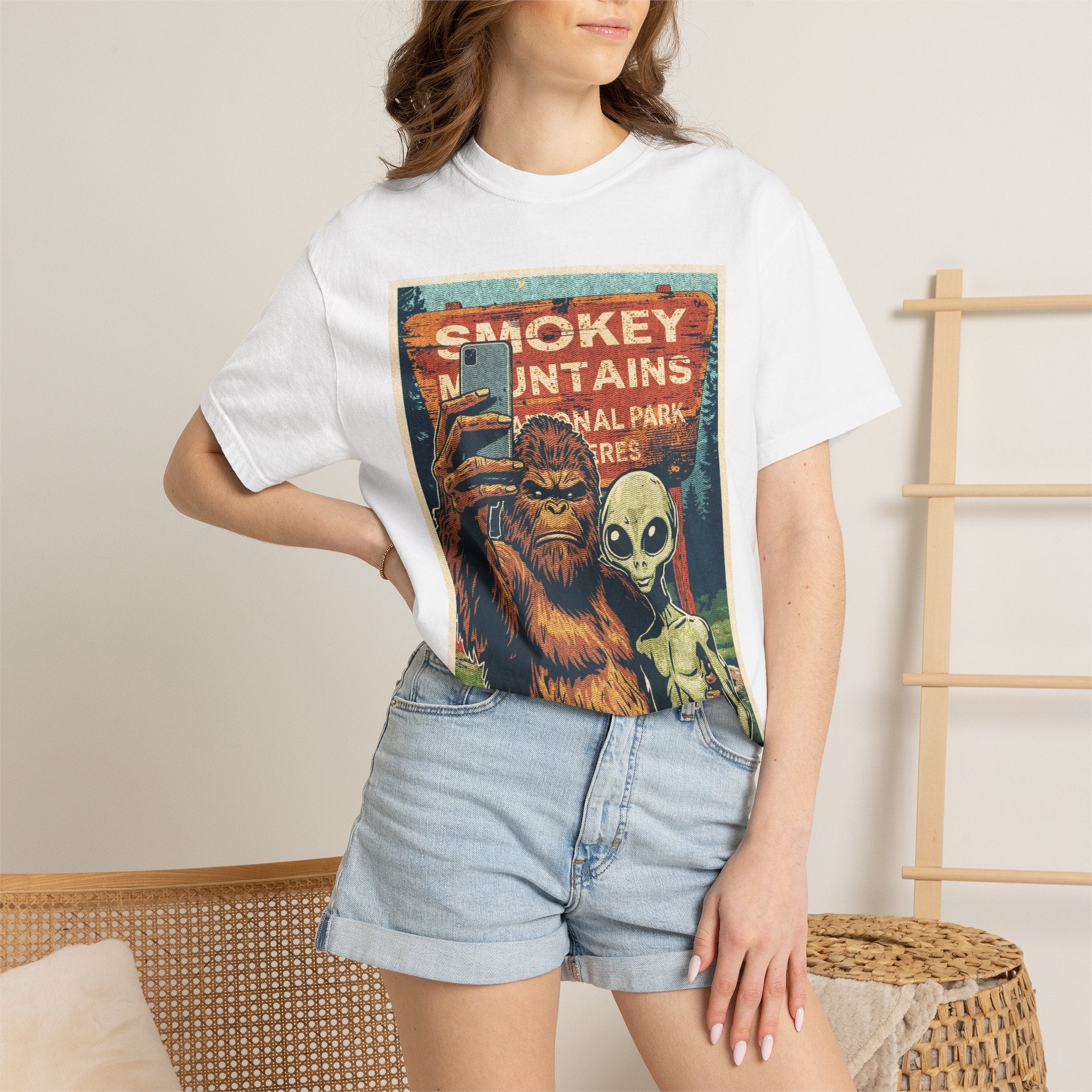 Smoky Mountains Alien & Bigfoot T-shirt — National Park Adventure Tee
