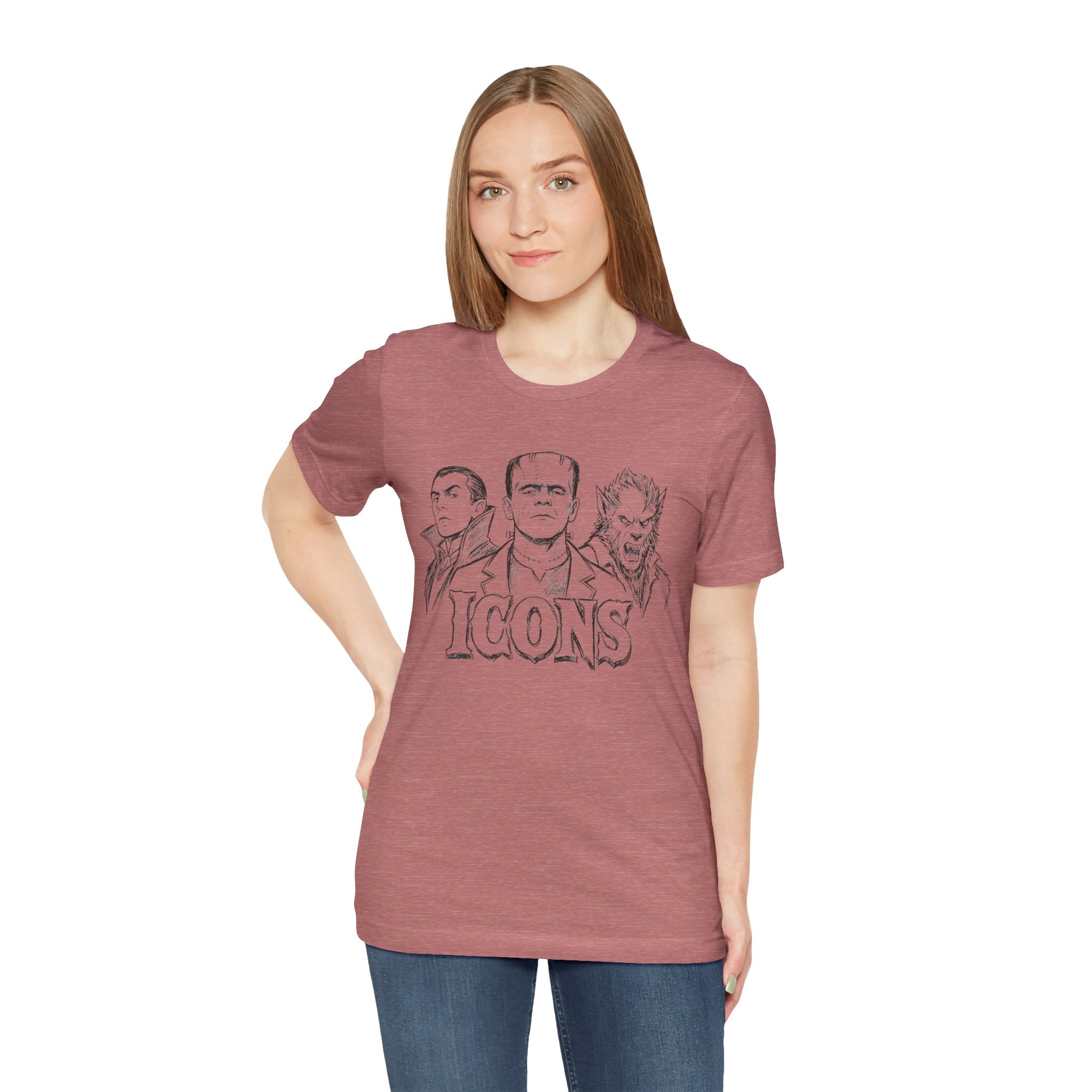 Icons Classic Monsters Tee — Dracula, Frankenstein & Werewolf Graphic T-Shirt
