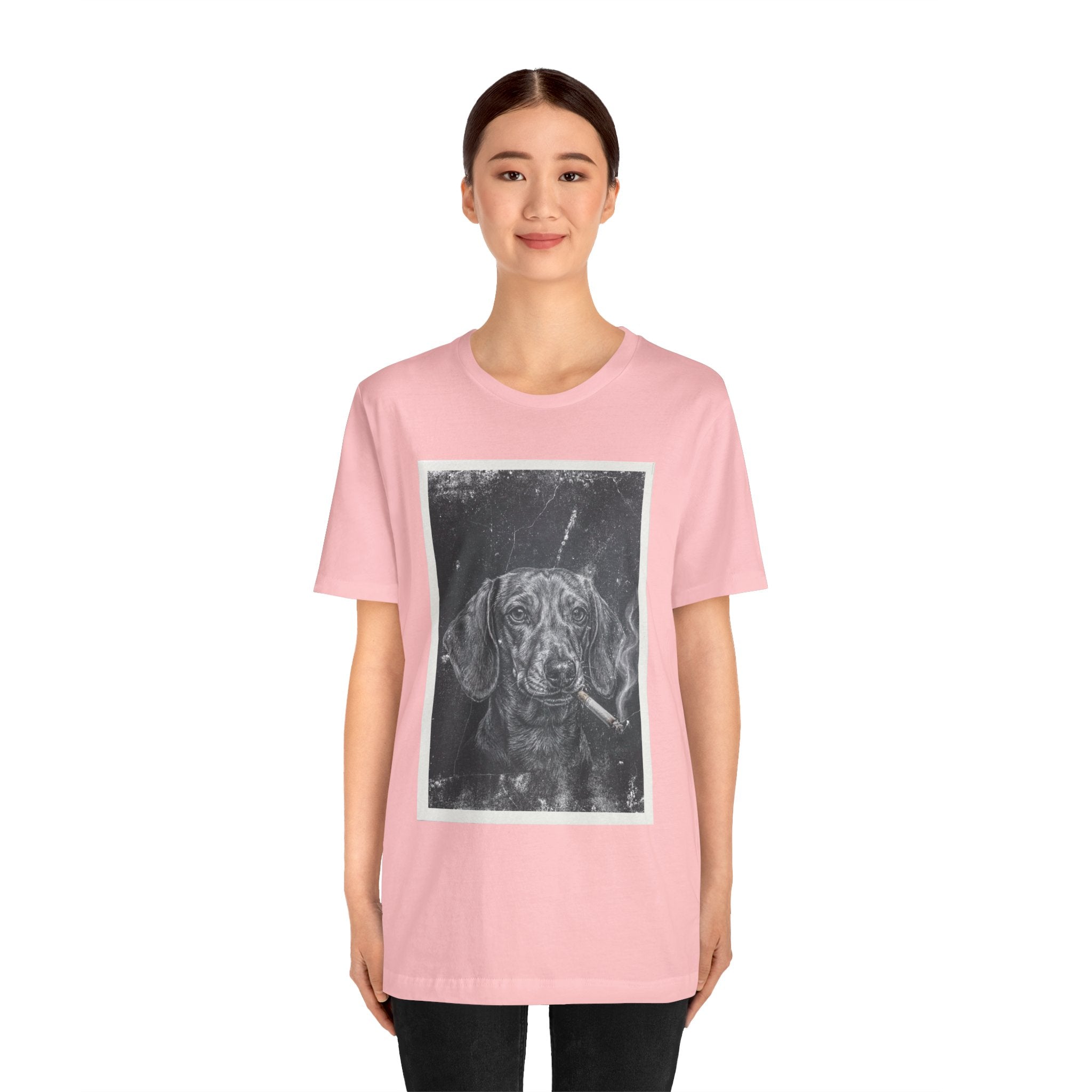 Dachshund Smoking Portrait Tee – Vintage Smokin' Dog Art T-Shirt