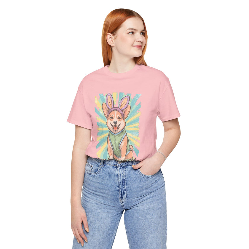 Easter Dog Tee — “Eggs Are Overrated...Treats Are Not” Corgi Retro Graphic T-Shirt