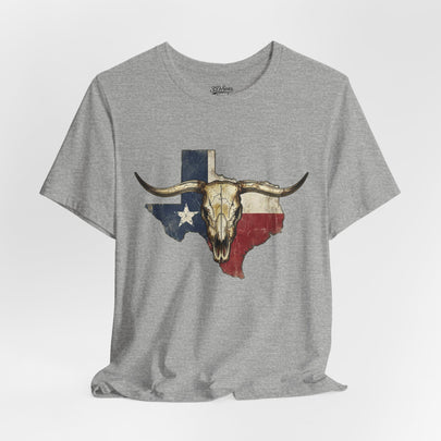 Texas Flag Longhorn Tee - Vintage Texas Skull T-Shirt