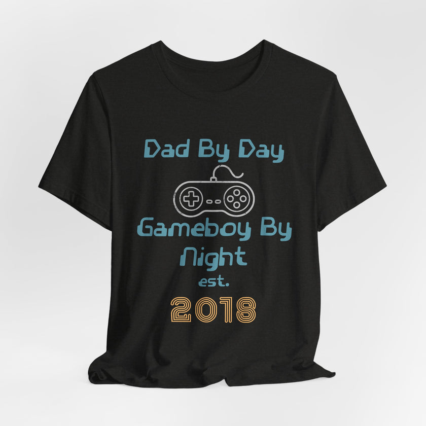 Personalized Dad By Day Gamer By Night T-Shirt,  90's Retro Controller Tee