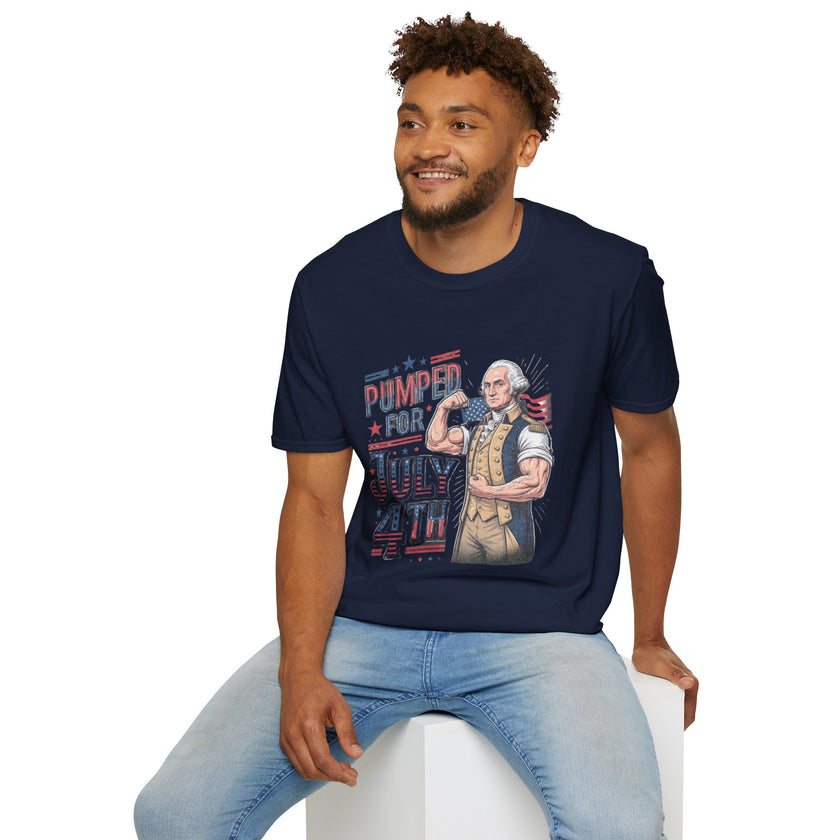 Pumped for July 4th George Washington T-Shirt | Funny Patriotic Tee