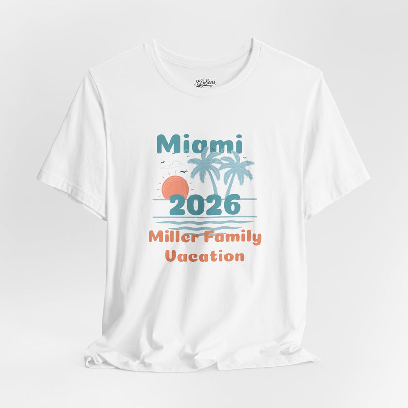 Personalized Family Beach T-Shirt — Custom Family Name, Location, Year with Beach Design