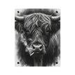 Smoking Highland Cow Acrylic Wall Art Panel | Black White Highland Bull Print