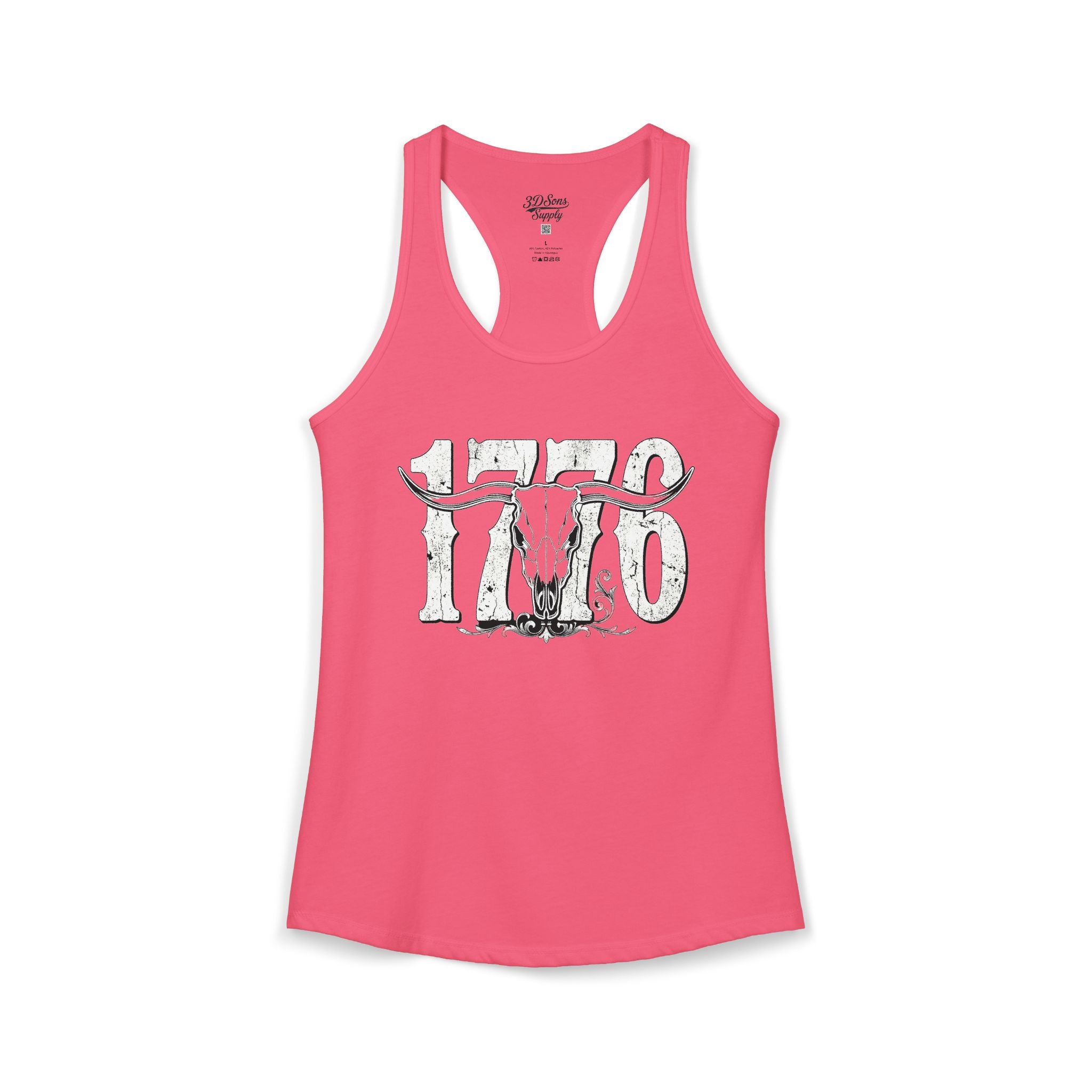1776 Longhorn Skull Women's Racerback Tank