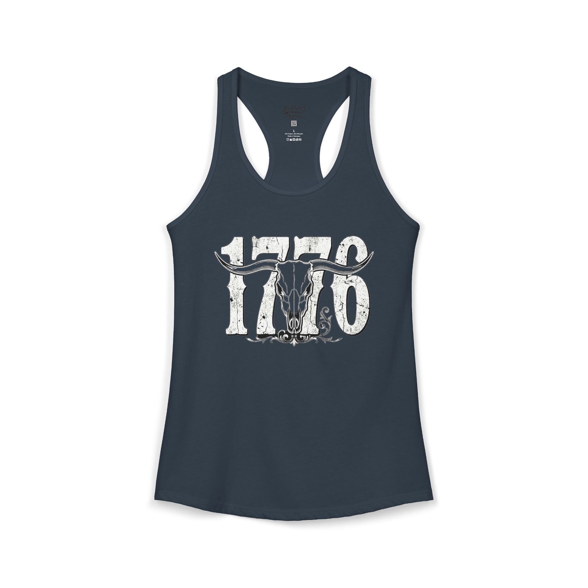 1776 Longhorn Skull Women's Racerback Tank
