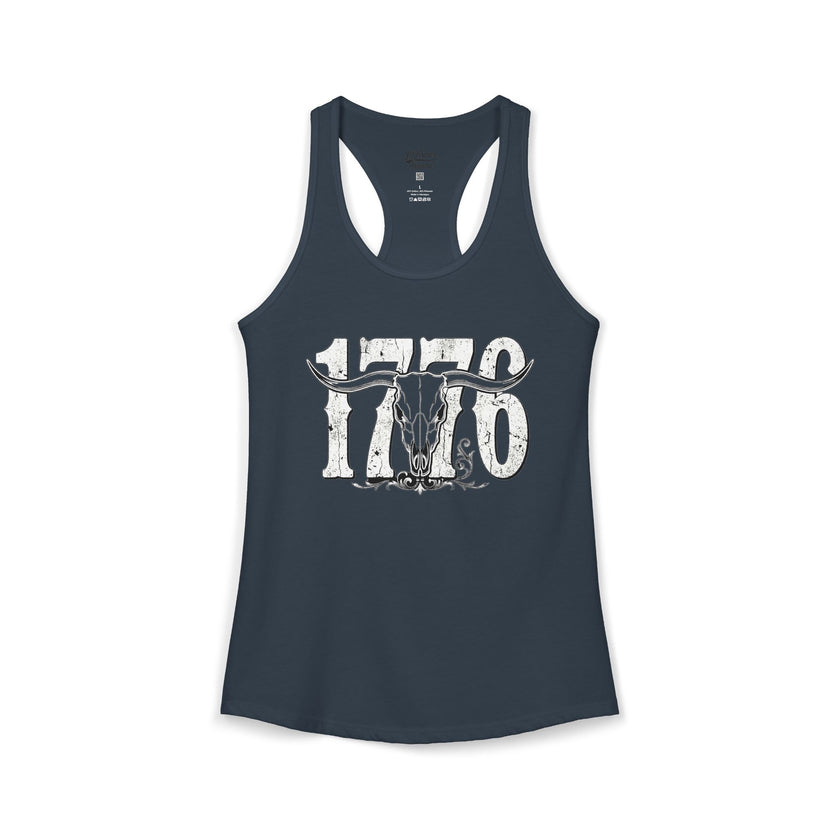 1776 Longhorn Skull Women's Racerback Tank