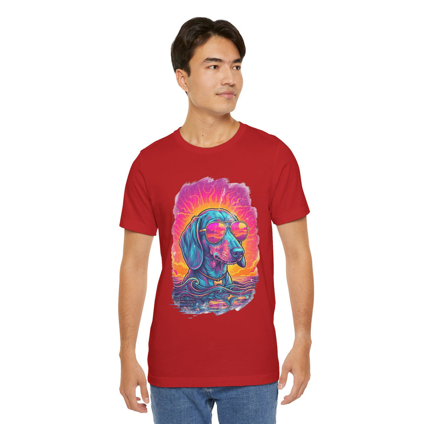 Dachshund Vice City Retro Tee 90's style