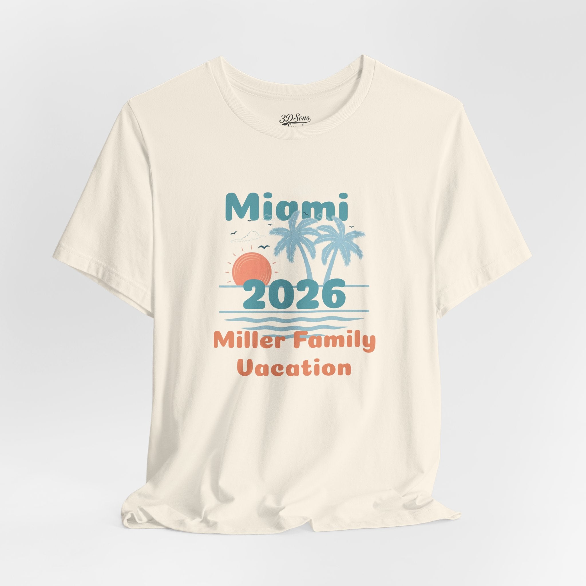 Personalized Family Beach T-Shirt — Custom Family Name, Location, Year with Beach Design