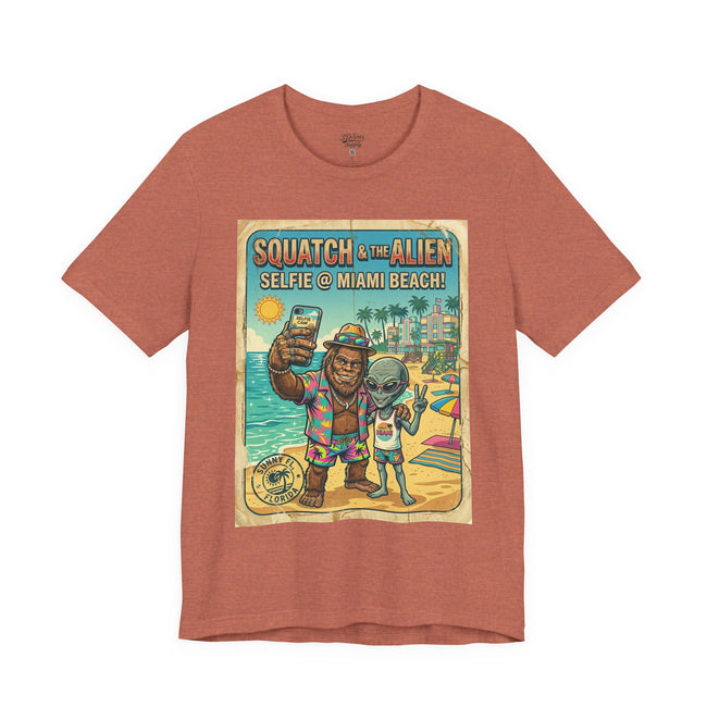 Squatch & The Alien Selfie Miami, Bigfoot Alien Poster Shirt