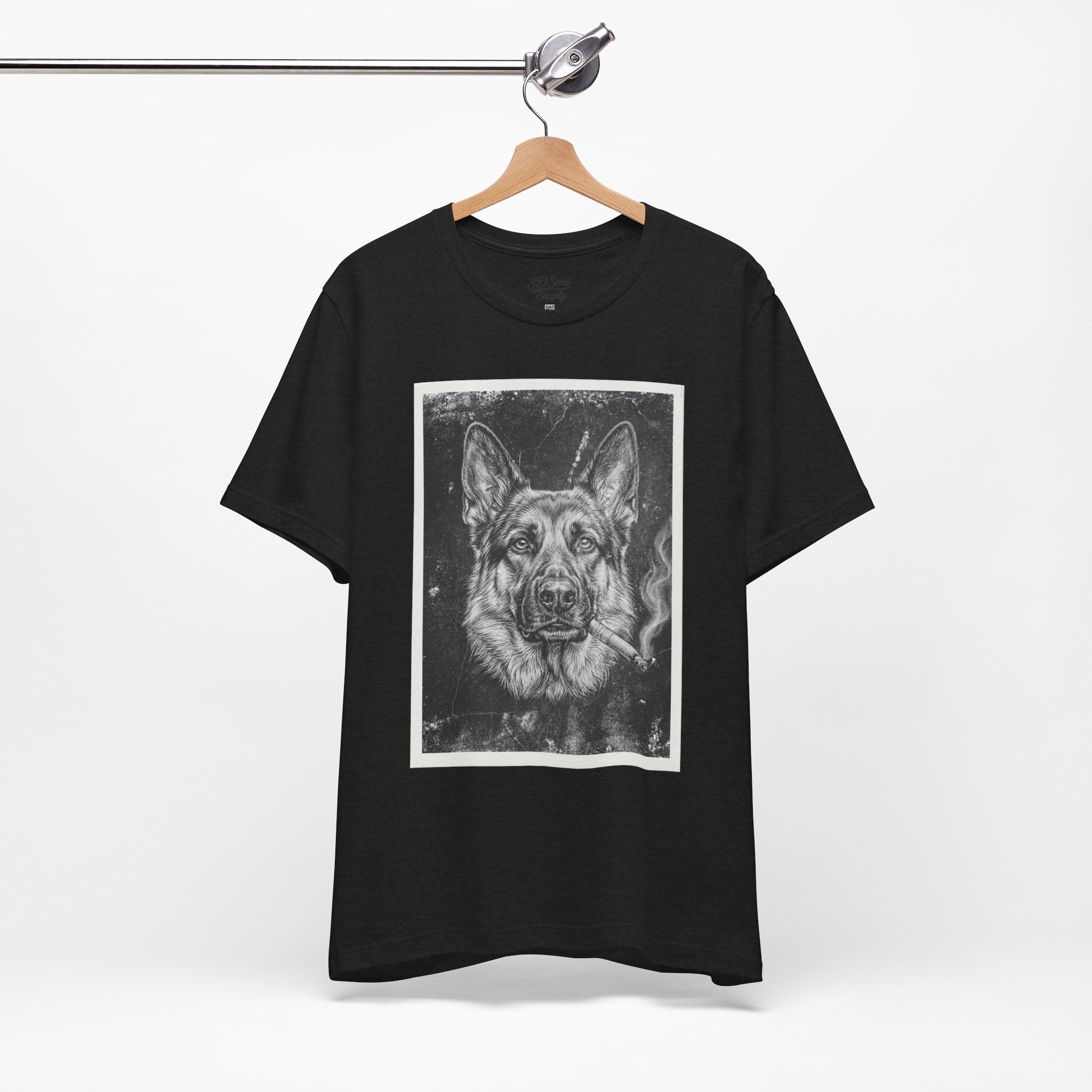 German Shepard Smoke Photo Tee — Vintage Pup Graphic T-Shirt