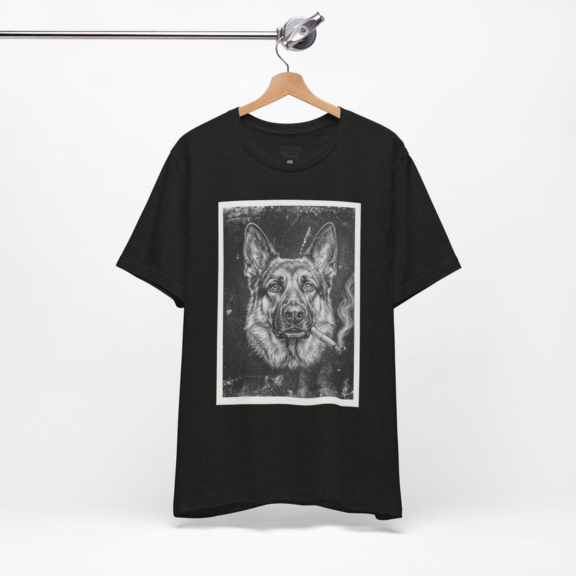 German Shepard Smoke Photo Tee — Vintage Pup Graphic T-Shirt