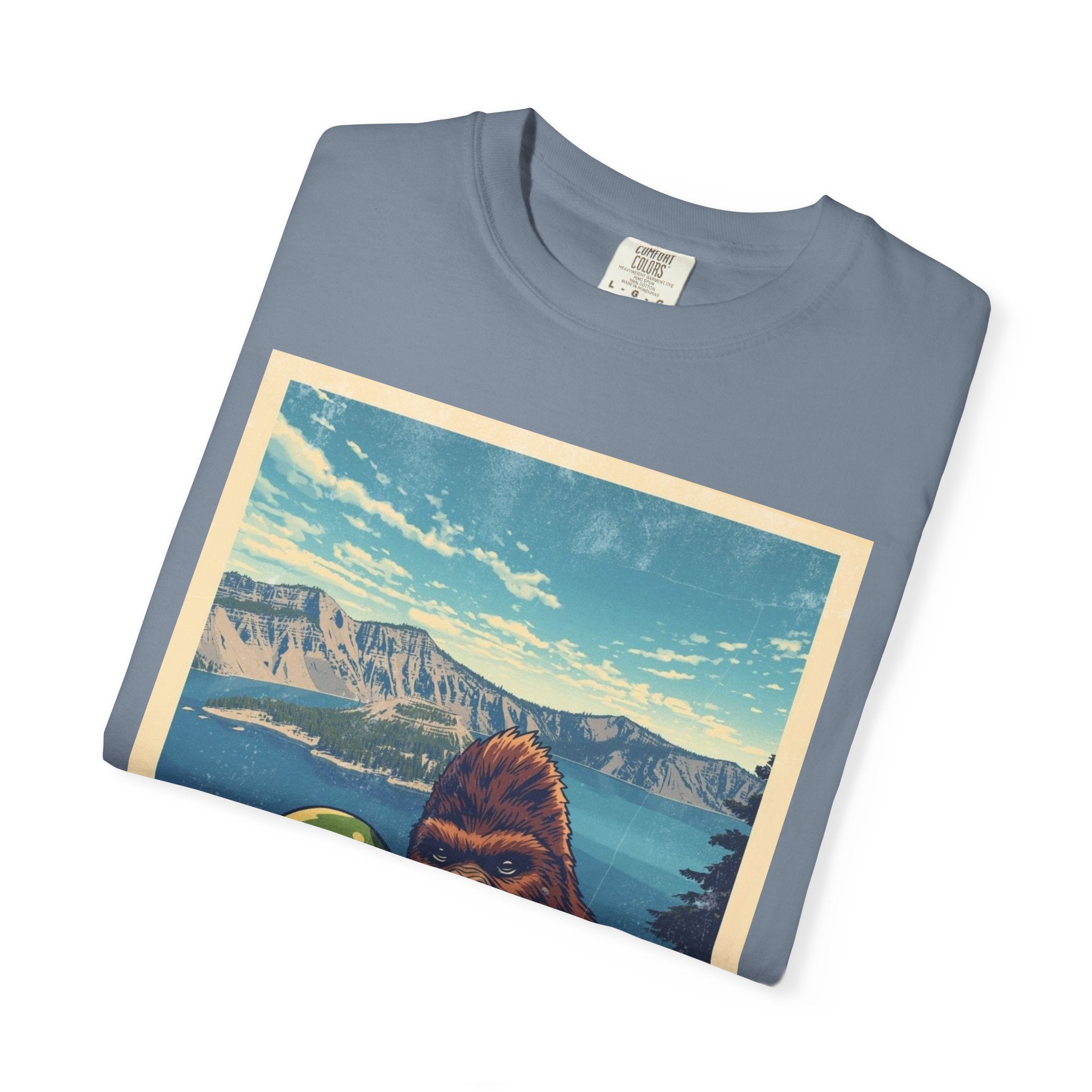 Crater Lake Alien & Bigfoot T-Shirt — National Park Adventure Tee