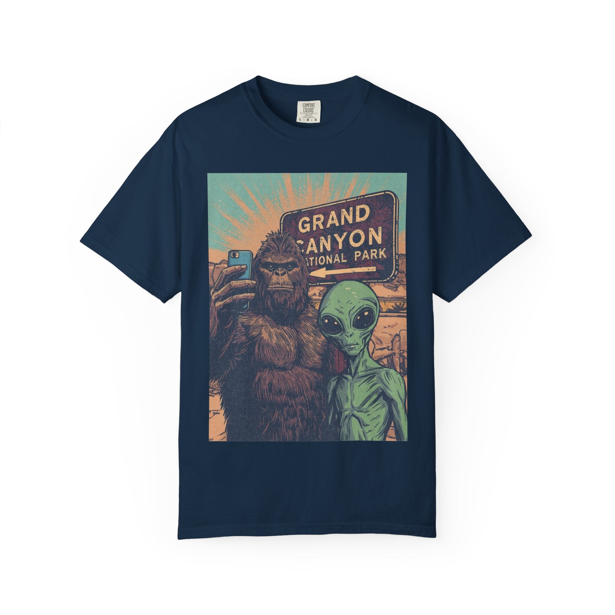 Bigfoot & Alien Grand Canyon T-Shirt — Funny National Park Tee