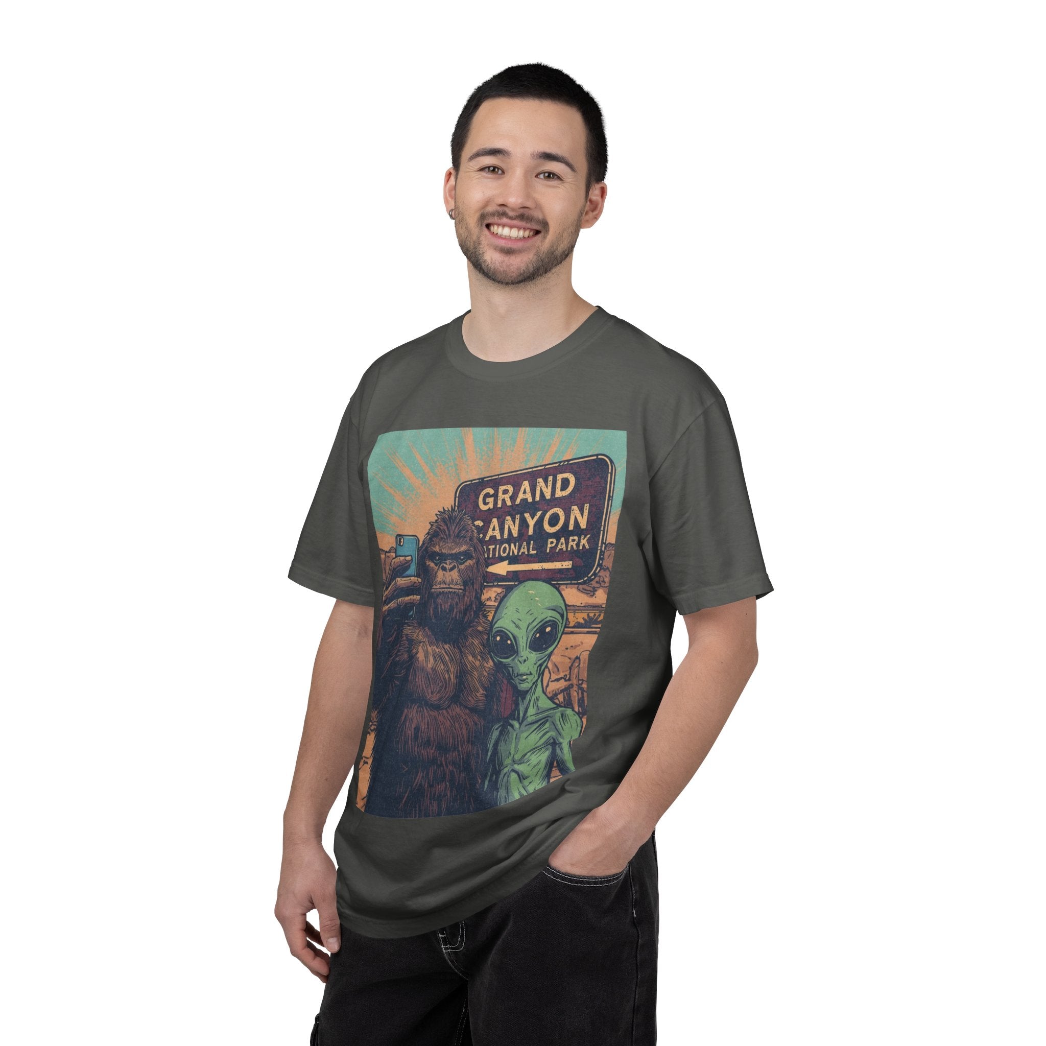 Bigfoot & Alien Grand Canyon T-Shirt — Funny National Park Tee