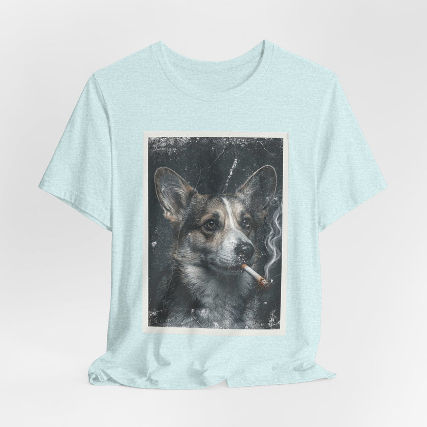 Smoking Corgi Graphic Tee – Retro Dog Portrait T-Shirt